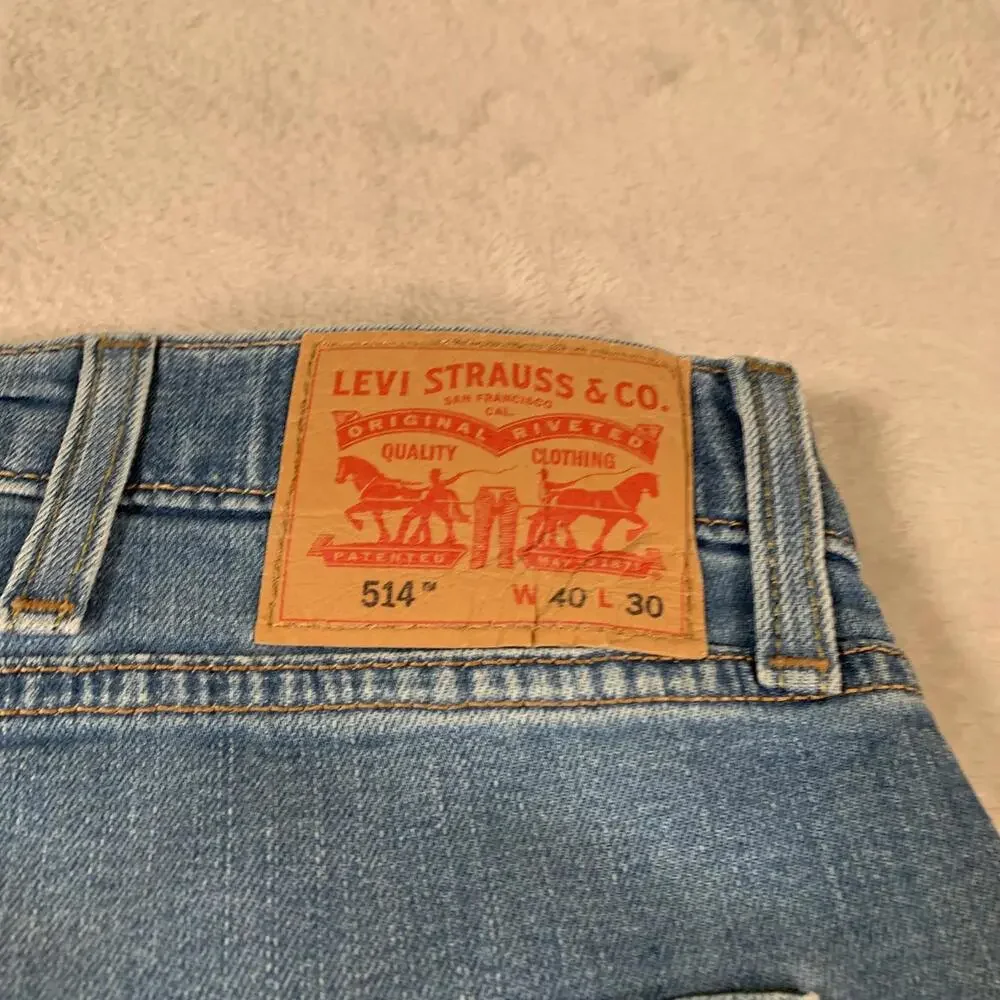 Levis‎ 514 Jeans Mens 40x30 Light Blue Straight Leg Stretch Denim Waterless